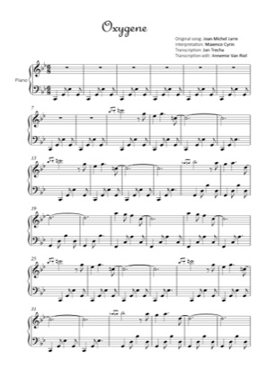 Thumbnail of first page of Oxygene piano sheet music PDF by Maxence Cyrin.