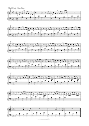 Thumbnail of first page of Mad World (2) piano sheet music PDF by Gary Jules.