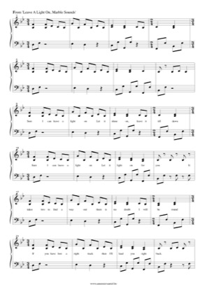 Thumbnail of first page of Leave A Light On (easy) piano sheet music PDF by Marble Sounds.