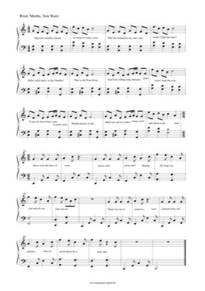 Thumbnail of first page of Martha piano sheet music PDF by Tom Waits.