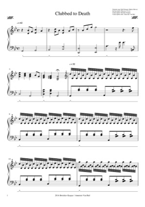 Thumbnail of first page of Clubbed to Death piano sheet music PDF by Maxence Cyrin.