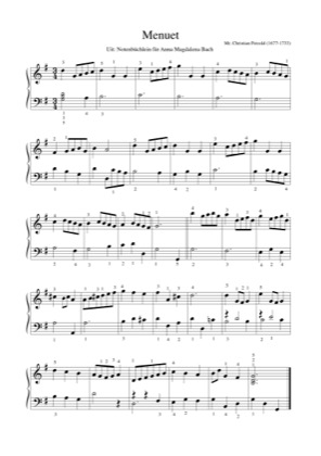 Thumbnail of first page of Menuet piano sheet music PDF by Mr. Christian Petzold.