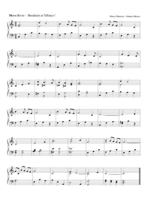 Thumbnail of first page of Moon River (2) piano sheet music PDF by Breakfast at Tiffany's.