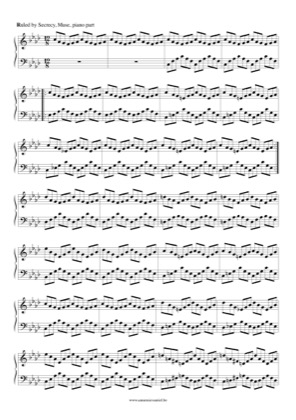 Thumbnail of first page of Ruled by Secrecy piano sheet music PDF by Muse.