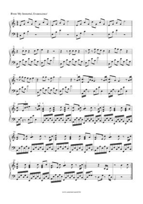 Thumbnail of first page of My Immortal (2) piano sheet music PDF by Evanescence.