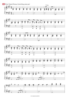 Thumbnail of first page of Natural Woman piano sheet music PDF by Carole King.