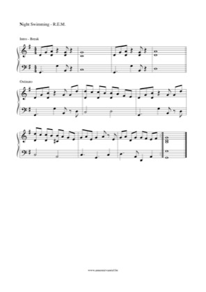 Thumbnail of first page of Night Swimming piano sheet music PDF by R.E.M.