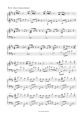 Thumbnail of first page of No Air piano sheet music PDF by Boyce Avenue.