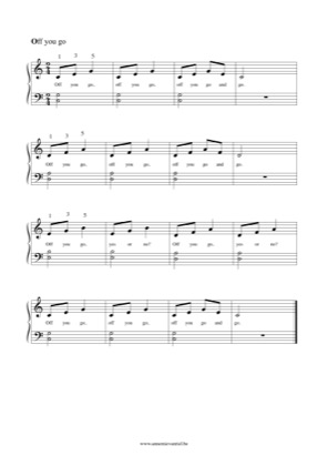 Thumbnail of first page of Off you go piano sheet music PDF by Anonymous.