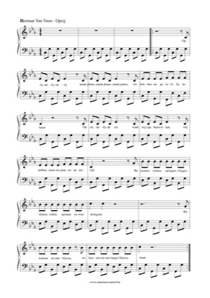 Thumbnail of first page of Opzij piano sheet music PDF by Herman Van Veen.