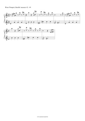 Thumbnail of first page of Pompeii, Measure 42 - 49 piano sheet music PDF by Bastille.