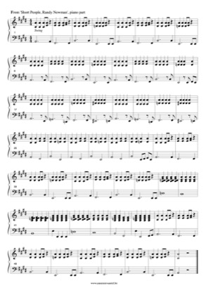 Thumbnail of first page of Short People piano sheet music PDF by Randy Newman.