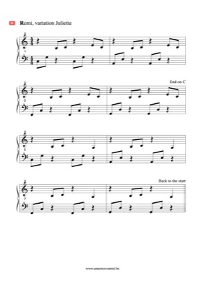 Thumbnail of first page of Re mi variation piano sheet music PDF by Anonymous.