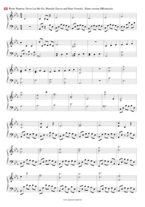 Thumbnail of first page of Reprise piano sheet music PDF by Marcelo Zarvos.