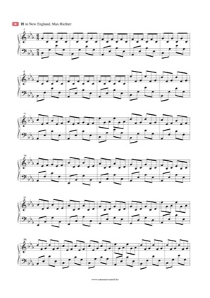 Thumbnail of first page of H in New England piano sheet music PDF by Max Richter.