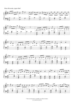 Thumbnail of first page of Riverside piano sheet music PDF by Agnes Obel.