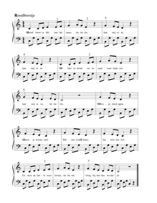 Thumbnail of first page of Roodborstje piano sheet music PDF by Anonymous.