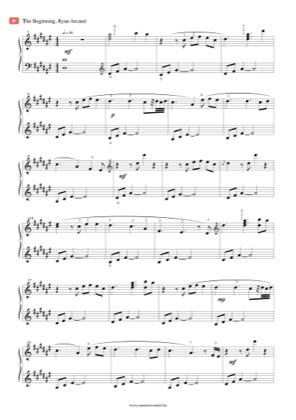 Thumbnail of first page of The Beginning piano sheet music PDF by Ryan Arcand.