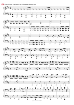 Thumbnail of first page of The Song of the Dragonborn piano sheet music PDF by Skyrim.