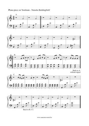Thumbnail of first page of Soulmate piano sheet music PDF by Natasha Beddingfield.