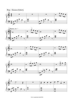 Thumbnail of first page of Stop piano sheet music PDF by Shannen Doherty.