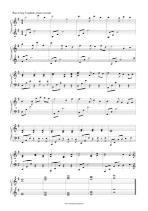 Thumbnail of first page of Sun piano sheet music PDF by Craig Urquhart.