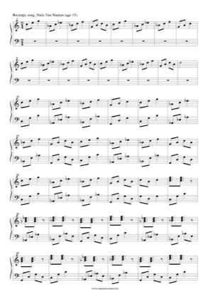 Thumbnail of first page of Swampy song piano sheet music PDF by Niels Van Nueten.