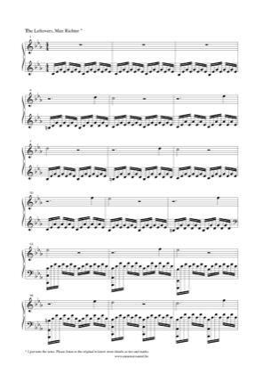 Thumbnail of first page of The Leftovers piano sheet music PDF by Max Richter.
