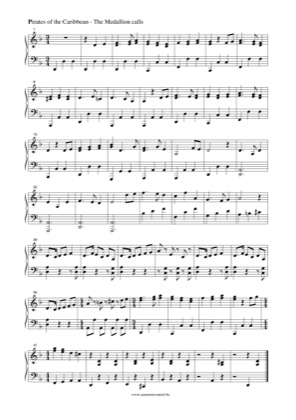 Thumbnail of first page of The Medallion calls piano sheet music PDF by Pirates of the Caribbean.