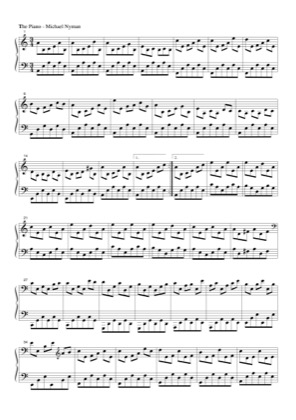 Thumbnail of first page of The Piano piano sheet music PDF by Michael Nyman.