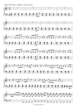 Thumbnail of first page of The Scientist Left piano sheet music PDF by Coldplay.