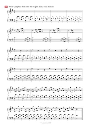 Thumbnail of first page of Comptine d'un autre été: l' apres-midi piano sheet music PDF by Yann Tiersen.