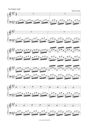 Thumbnail of first page of La longue route piano sheet music PDF by Yann Tiersen.