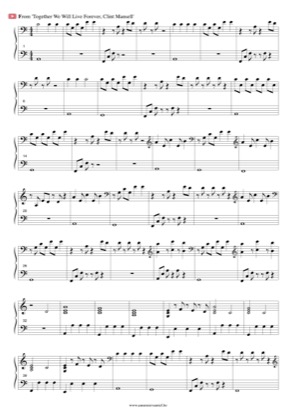 Thumbnail of first page of Together We Will Live Forever piano sheet music PDF by Clint Mansell.
