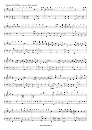 Thumbnail of first page of Together We Will Live Forever (2) piano sheet music PDF by Clint Mansell.