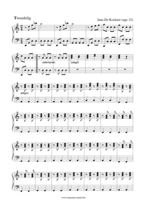 Thumbnail of first page of Tweedelig piano sheet music PDF by Jana De Kockere.