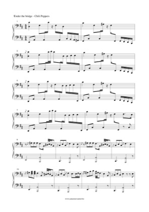 Thumbnail of first page of Under The Bridge (2) piano sheet music PDF by Red Hot Chili Peppers.