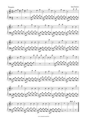 Thumbnail of first page of Vergeten piano sheet music PDF by Jana Peeters.