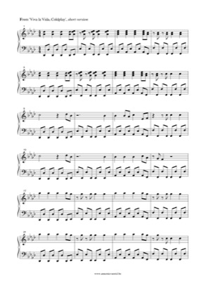 Thumbnail of first page of Viva la Vida (3) piano sheet music PDF by Coldplay.