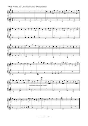 Thumbnail of first page of Willy Wonka Theme piano sheet music PDF by Willy Wonka & The Chocolate Factory.