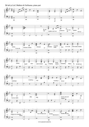Thumbnail of first page of Ik heb je Lief piano sheet music PDF by Mathieu & Guillaume.