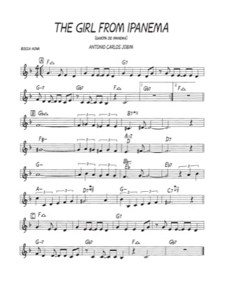 Thumbnail of first page of The Girl from Ipanema (Garota de Ipanema) piano sheet music PDF by Antonio Carlos Jobim.