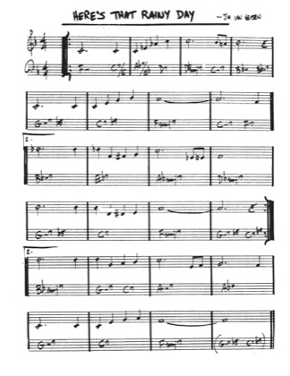 Thumbnail of first page of Here's That Rainy Day  piano sheet music PDF by Jimmy Van Heusen.