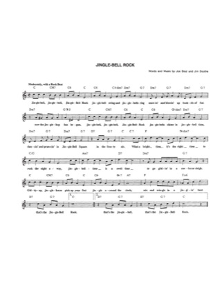 Thumbnail of first page of Jingle Bell Rock piano sheet music PDF by Christmas Carol.
