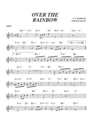 Thumbnail of first page of Over the Rainbow piano sheet music PDF by The Wizard of Oz.