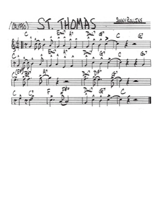 Thumbnail of first page of St. Thomas piano sheet music PDF by Sunny Rollins.