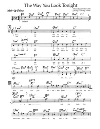 Thumbnail of first page of The Way You Look Tonight (Part1) piano sheet music PDF by Jerome Kern.