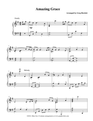 Thumbnail of first page of Amazing Grace (6) piano sheet music PDF by Traditional.
