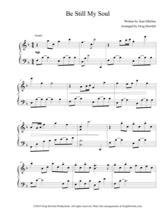 Thumbnail of first page of Be Still My Soul piano sheet music PDF by Jean Sibelius.