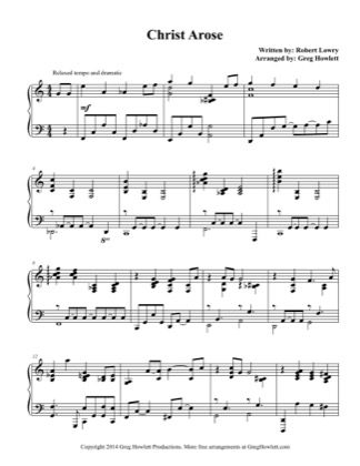 Thumbnail of first page of Christ Arose piano sheet music PDF by Greg Howlett.